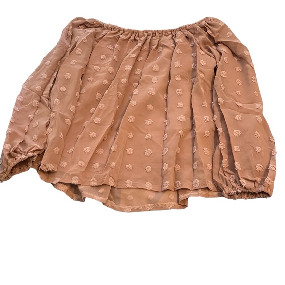 Pink Swiss dot  off the shoulder blouse - Picture 2 of 3